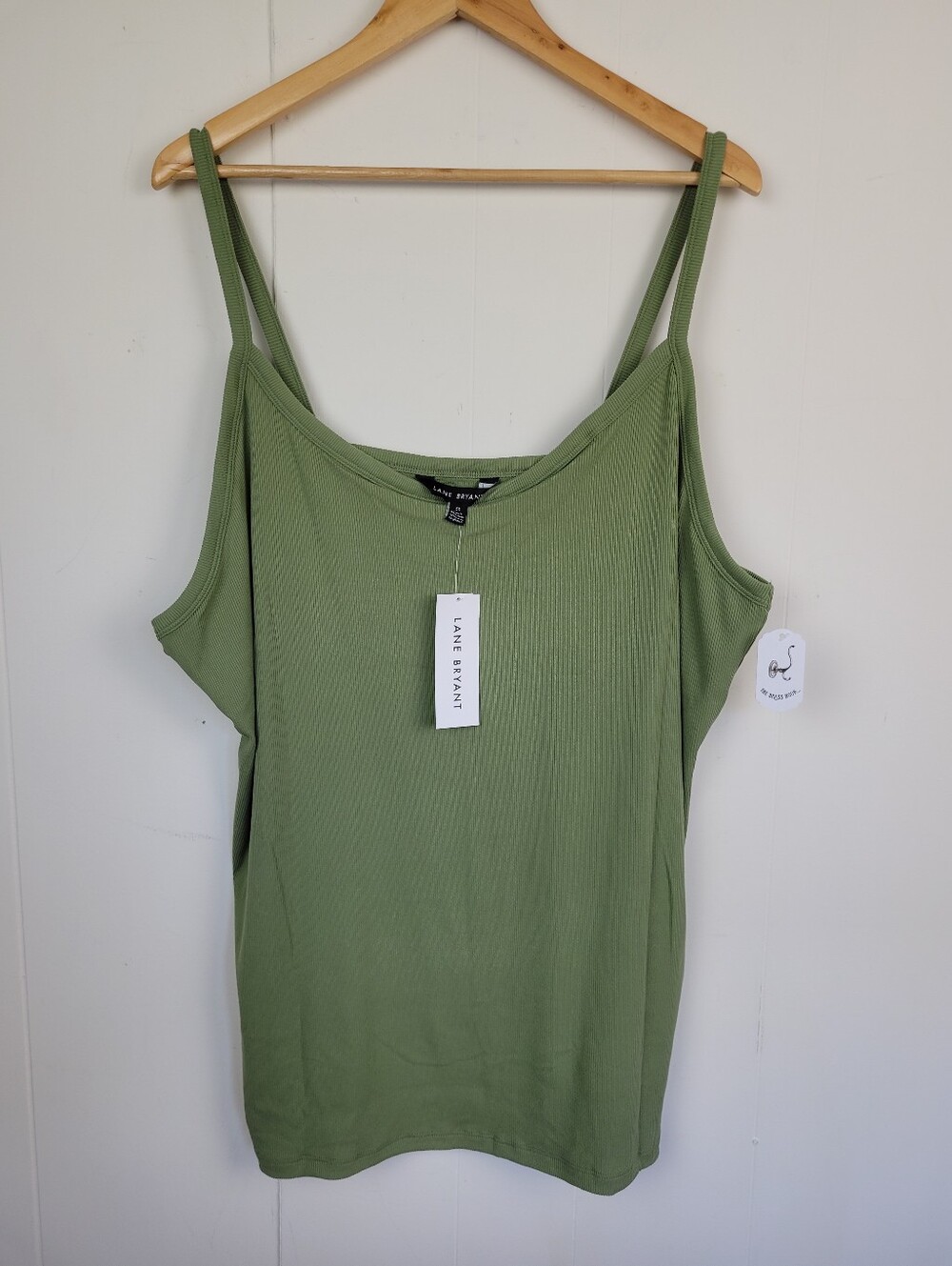 Lane Bryant 5X Olive Green Ribbed Stretch Tank Top NWT